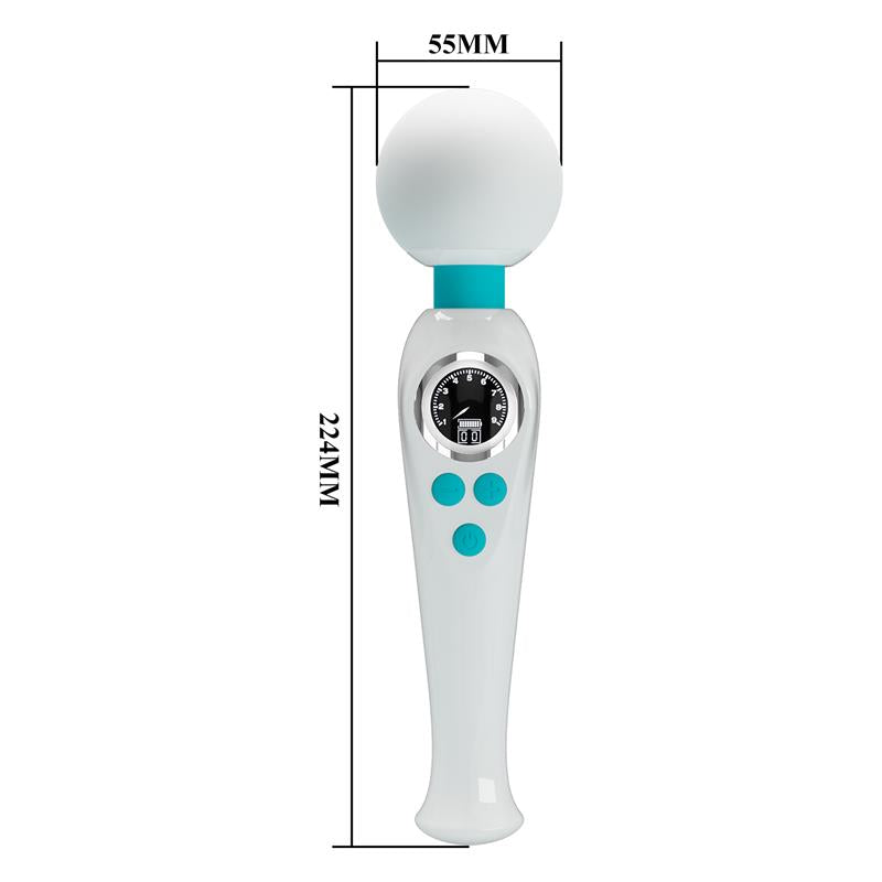 PRETTYLOVE - SKYLER MASSAGER WAND WITH DIGITAL SCREEN WHITE