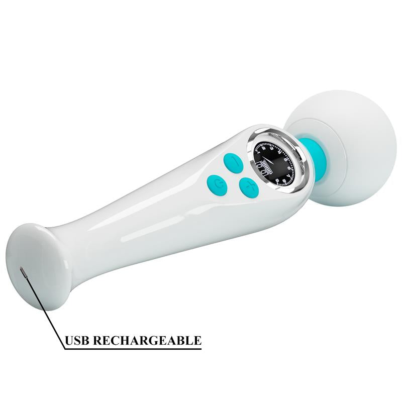 PRETTY LOVE - SKYLER MASSAGER WAND WITH DIGITAL SCREEN WHITE