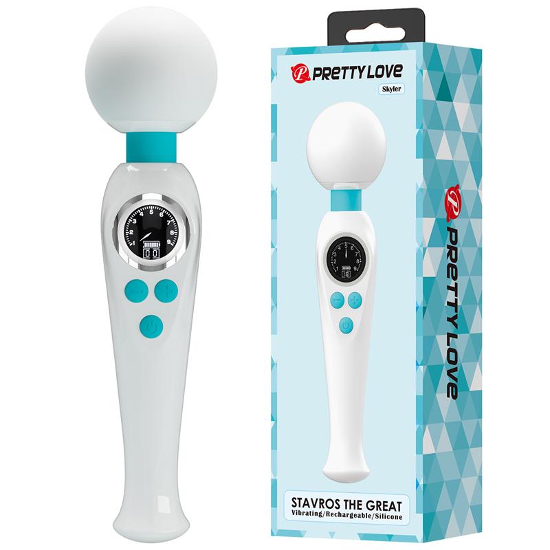 PRETTY LOVE - SKYLER MASSAGER WAND WITH DIGITAL SCREEN WHITE