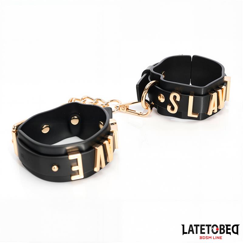 LATETOBED BDSM LINE - SLAVE ANKLE CUFF WITH GOLDEN CHAIN