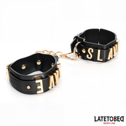LATETOBED BDSM LINE - SLAVE ANKLE CUFF WITH GOLDEN CHAIN