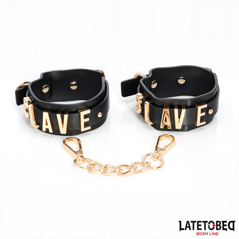 LATETOBED BDSM LINE - SLAVE ANKLE CUFF WITH GOLDEN CHAIN