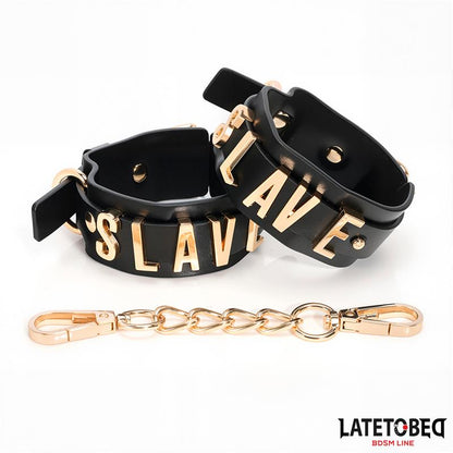 LATETOBED BDSM LINE - SLAVE ANKLE CUFF WITH GOLDEN CHAIN