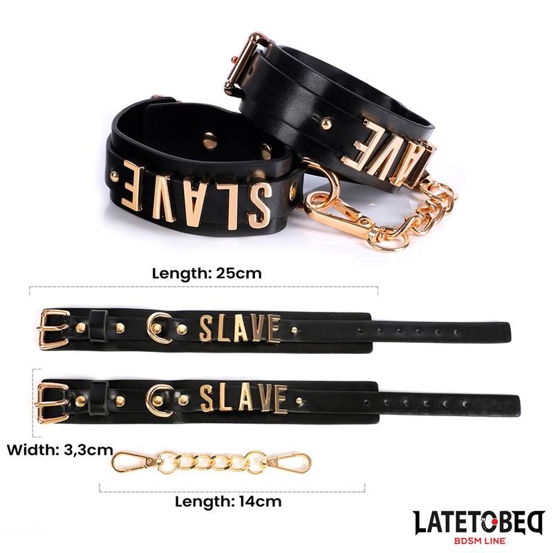 LATETOBED BDSM LINE - SLAVE ANKLE CUFF WITH GOLDEN CHAIN