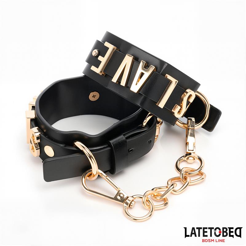LATETOBED BDSM LINE - SLAVE ANKLE CUFF WITH GOLDEN CHAIN