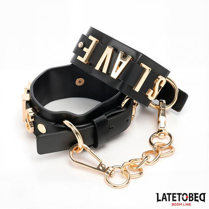 LATETOBED BDSM LINE - SLAVE ANKLE CUFF WITH GOLDEN CHAIN