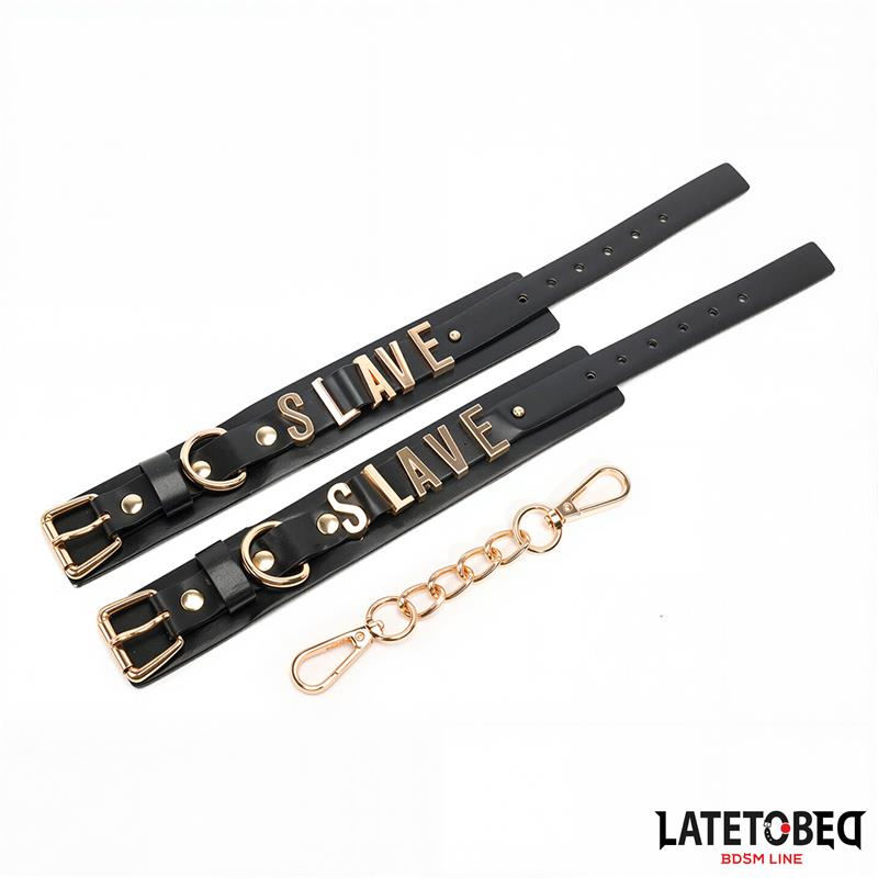 LATETOBED BDSM LINE - SLAVE ANKLE CUFF WITH GOLDEN CHAIN