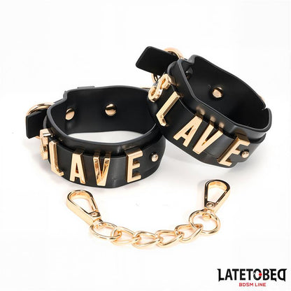LATETOBED BDSM LINE - SLAVE ANKLE CUFF WITH GOLDEN CHAIN