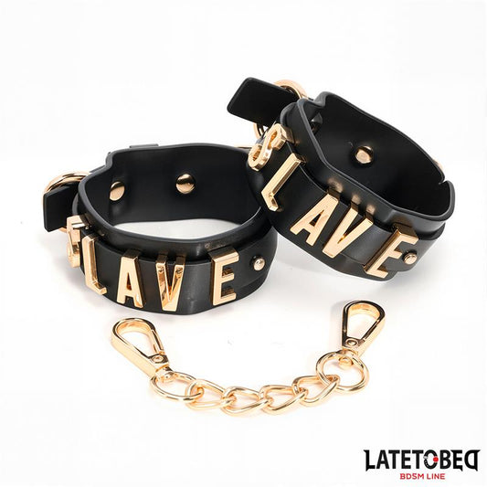 LATETOBED BDSM LINE - SLAVE ANKLE CUFF WITH GOLDEN CHAIN