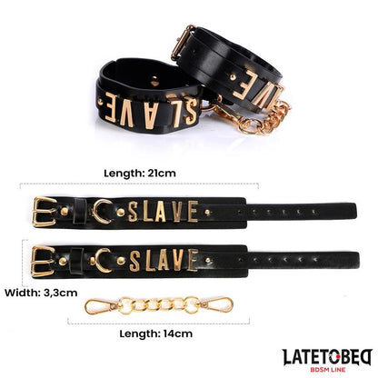 LATETOBED BDSM LINE - SLAVE HANDCUFF WITH GOLDEN CHAIN