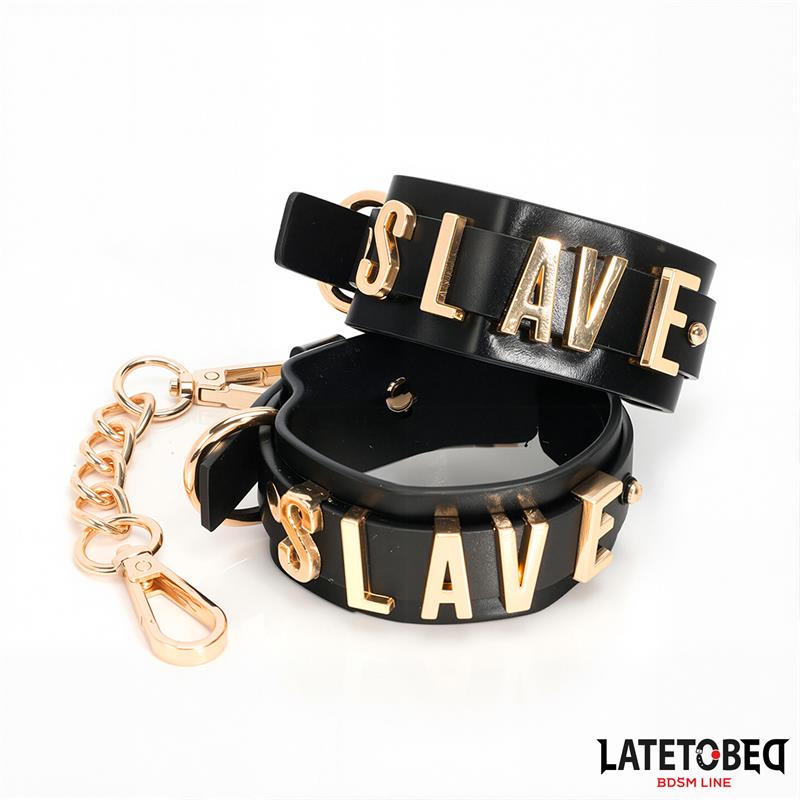 LATETOBED BDSM LINE - SLAVE HANDCUFF WITH GOLDEN CHAIN