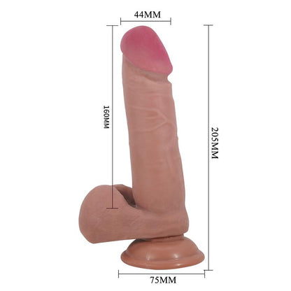 PRETTY LOVE - SLIDING SKIN SERIES REALISTIC DILDO WITH SLIDING SKIN SUCTION CUP BROWN 20.5 CM