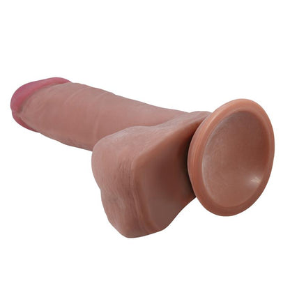 PRETTY LOVE - SLIDING SKIN SERIES REALISTIC DILDO WITH SLIDING SKIN SUCTION CUP BROWN 20.5 CM