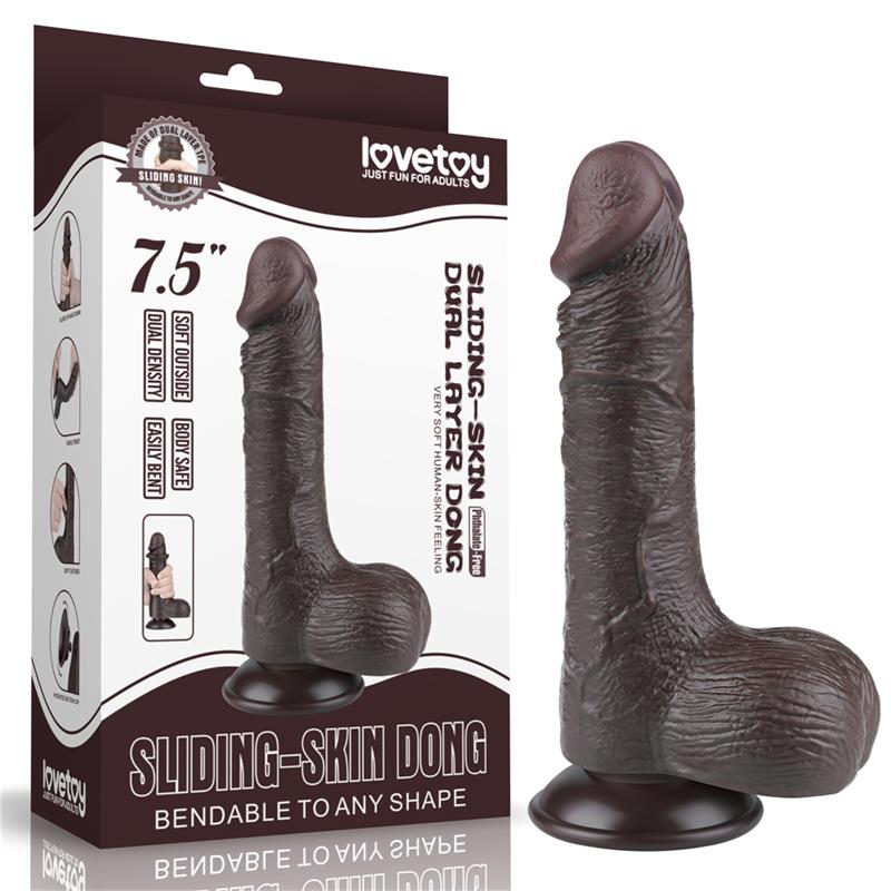 LOVETOY - SLIDING SKIN DUAL LAYER DILDO 7.5