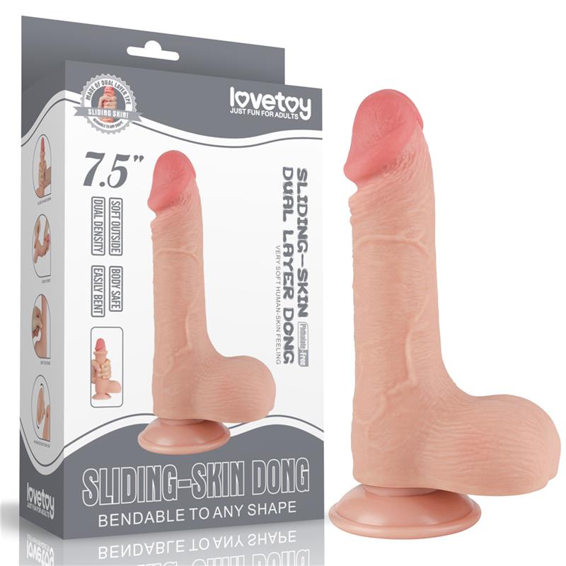 LOVETOY - SLIDING SKIN DUAL LAYER DILDO 7.5