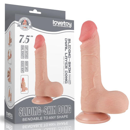 LOVETOY - SLIDING SKIN DUAL LAYER DILDO 7.5