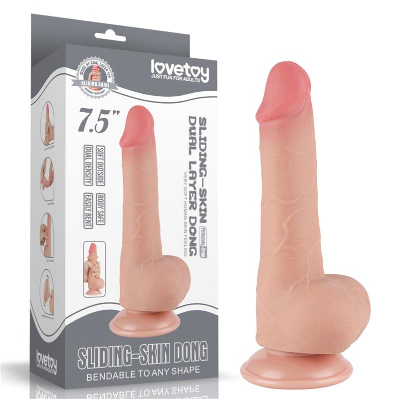 LOVETOY - SLIDING SKIN DUAL LAYER DILDO 7.5