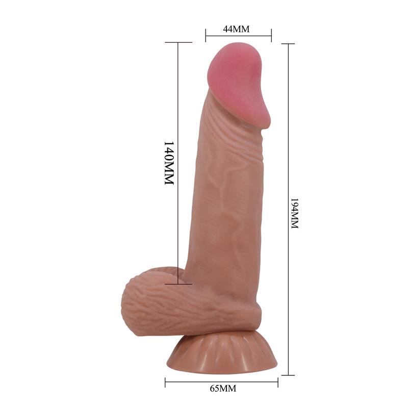 PRETTY LOVE - SLIDING SKIN SERIES REALISTIC DILDO WITH SLIDING BROWN SKIN SUCTION CUP 19.4 CM