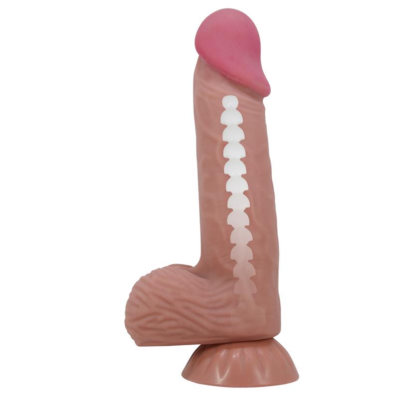 PRETTY LOVE - SLIDING SKIN SERIES REALISTIC DILDO WITH SLIDING BROWN SKIN SUCTION CUP 20.6 CM