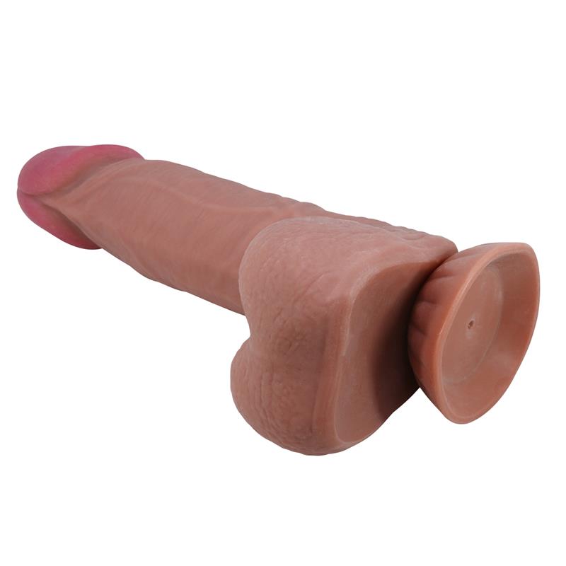 PRETTY LOVE - SLIDING SKIN SERIES REALISTIC DILDO WITH SLIDING BROWN SKIN SUCTION CUP 21.8 CM