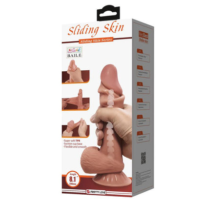 PRETTY LOVE - SLIDING SKIN SERIES REALISTIC DILDO WITH SLIDING BROWN SKIN SUCTION CUP 21.8 CM