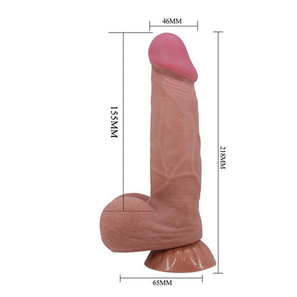 PRETTY LOVE - SLIDING SKIN SERIES REALISTIC DILDO WITH SLIDING BROWN SKIN SUCTION CUP 21.8 CM