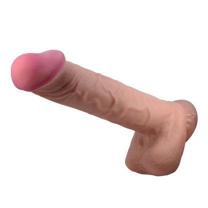 PRETTY LOVE - SLIDING SKIN SERIES REALISTIC DILDO WITH SLIDING SKIN SUCTION CUP BROWN 26 CM