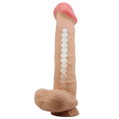 PRETTY LOVE - SLIDING SKIN SERIES REALISTIC DILDO WITH SLIDING SKIN SUCTION CUP BROWN 26 CM