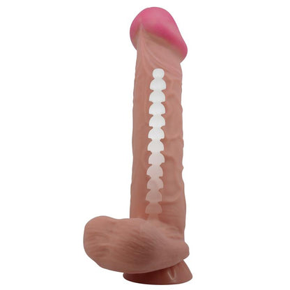 PRETTY LOVE - SLIDING SKIN SERIES REALISTIC DILDO WITH SLIDING SKIN SUCTION CUP BROWN 26 CM