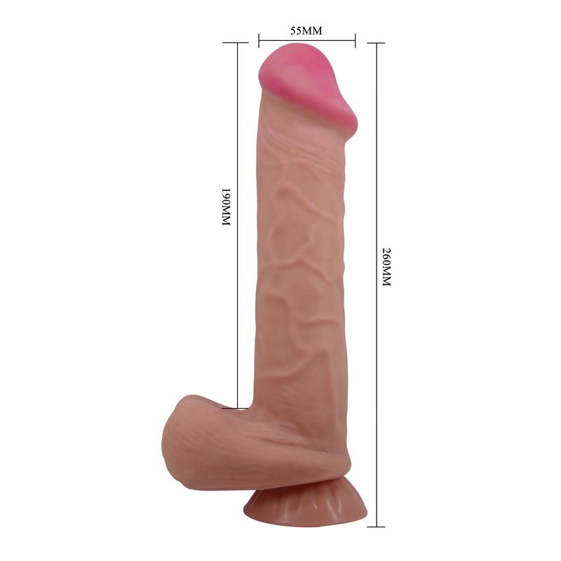 PRETTY LOVE - SLIDING SKIN SERIES REALISTIC DILDO WITH SLIDING SKIN SUCTION CUP BROWN 26 CM