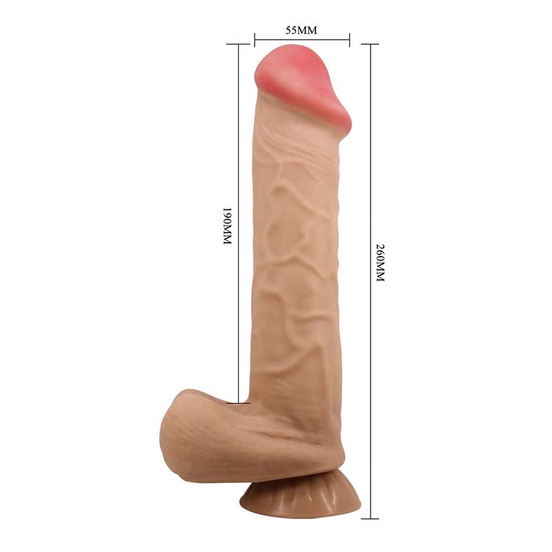 PRETTY LOVE - SLIDING SKIN SERIES REALISTIC DILDO WITH SLIDING SKIN SUCTION CUP BROWN 26 CM