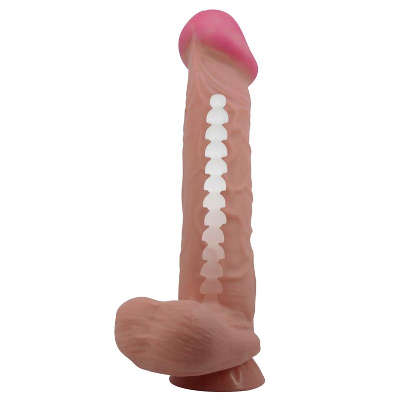 PRETTY LOVE - SLIDING SKIN SERIES REALISTIC DILDO WITH SLIDING SKIN SUCTION CUP BROWN 26 CM