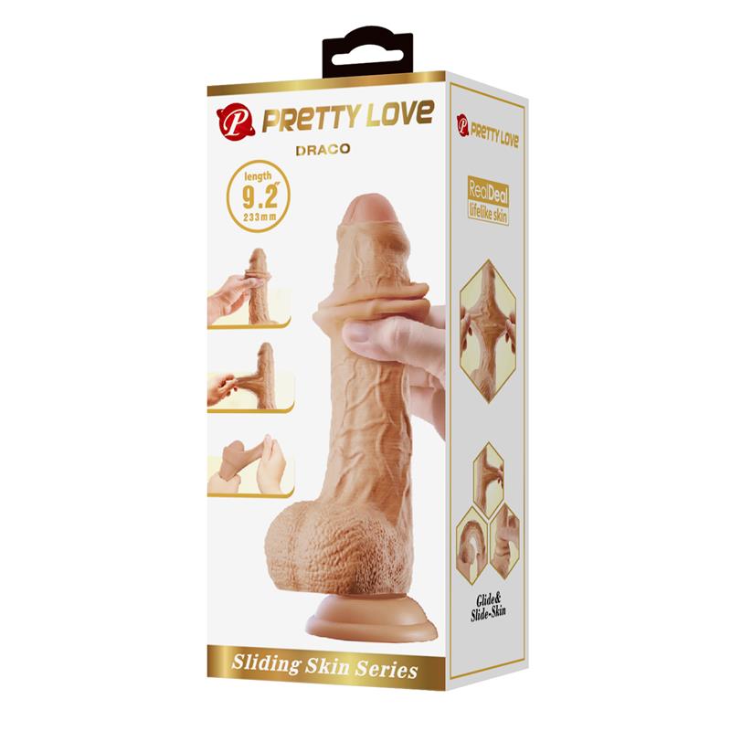 PRETTYLOVE - SLIDING SKIN REALISTIC DILDO WITH TESTICLES 23.3 CM