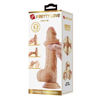 PRETTYLOVE - SLIDING SKIN REALISTIC DILDO WITH TESTICLES 23.3 CM