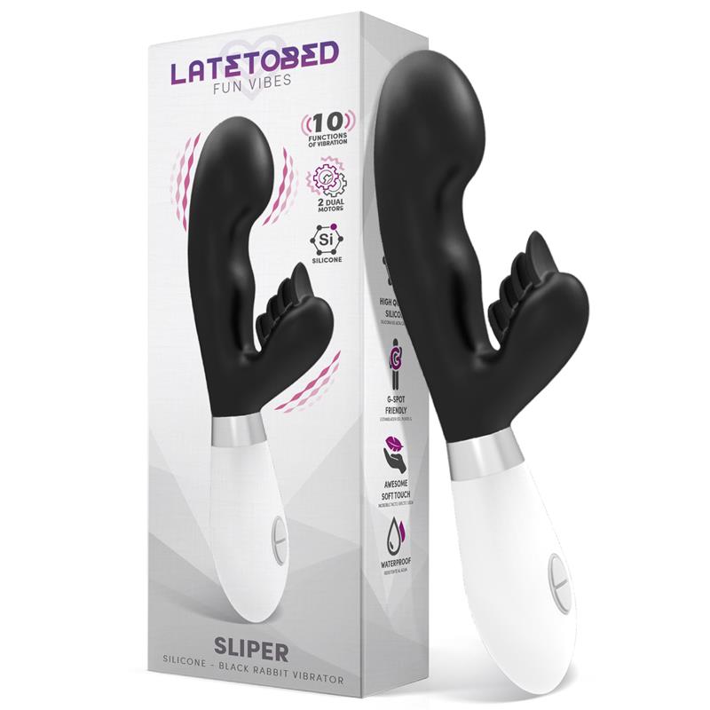LATETOBED - SLIPER RABBIT VIBE SILICONE BLACK