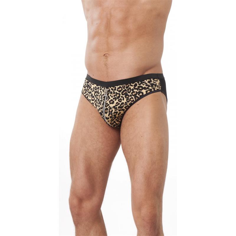 AMORABLE - SLIPS WITH ZIPPER LEOPARD ONE SIZE