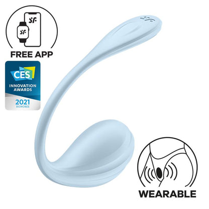 SATISFYER - SMOOTH PETAL PANTY VIBRATOR WITH APP BLUE