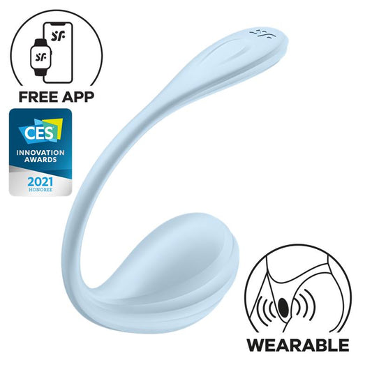 SATISFYER - SMOOTH PETAL PANTY VIBRATOR WITH APP BLUE