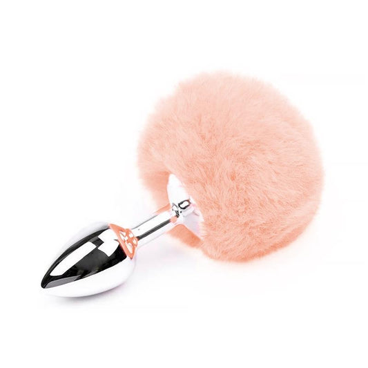 AFTERDARK - SOFT PINK FAUX FUR RABBIT TAIL STAINLESS PLUG SIZE S
