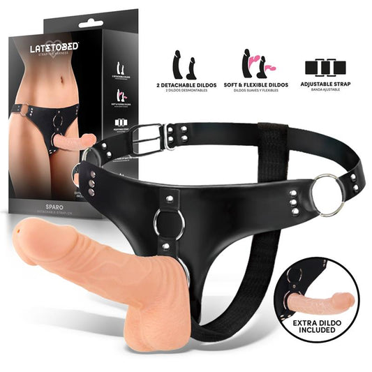 HARNESS COLLECTION LATETOBED - SPARO DETACHABLE STRAP-ON WITH 2 DILDO REALISTIC
