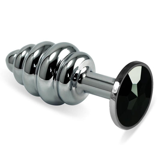 LOVETOY - SPIRAL BUTT PLUG ROSEBUD WITH BLACK JEWEL