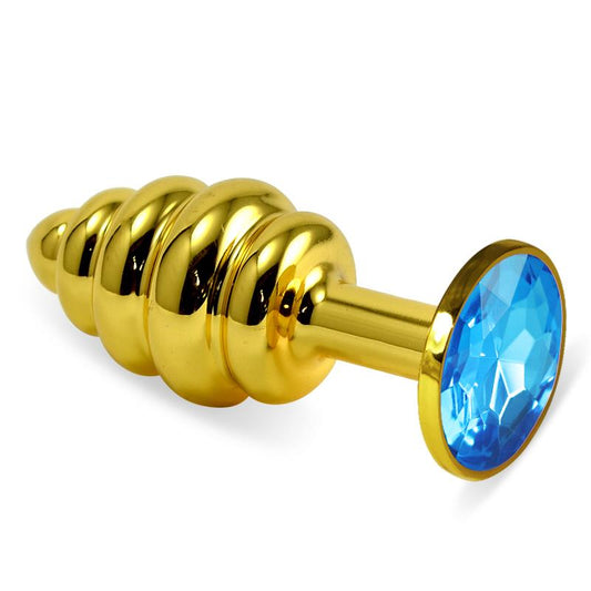 LOVETOY - SPIRAL BUTT PLUG ROSEBUD WITH BLUE JEWEL