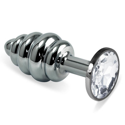 LOVETOY - SPIRAL BUTT PLUG ROSEBUD WITH CLEAR JEWEL