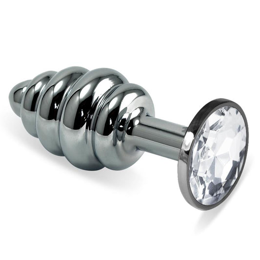 LOVETOY - SPIRAL BUTT PLUG ROSEBUD WITH CLEAR JEWEL
