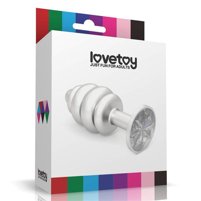 LOVETOY - SPIRAL BUTT PLUG ROSEBUD WITH CLEAR JEWEL