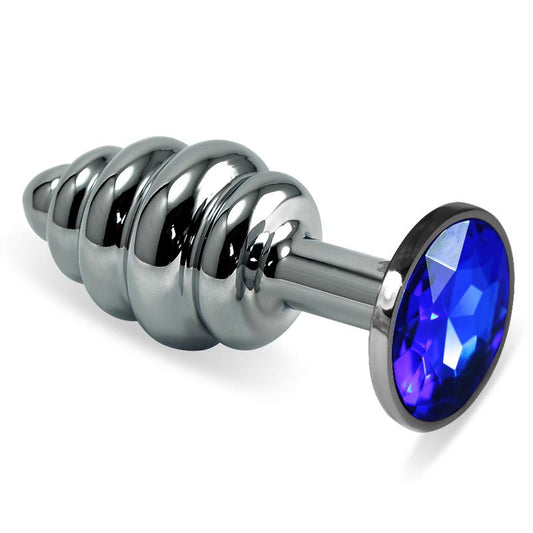 LOVETOY - SPIRAL BUTT PLUG ROSEBUD WITH DARKBLUE JEWEL