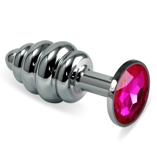 LOVETOY - SPIRAL BUTT PLUG ROSEBUD WITH FUCHSIA JEWEL
