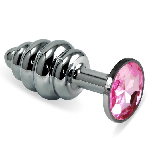 LOVETOY - SPIRAL BUTT PLUG ROSEBUD WITH PINK JEWEL
