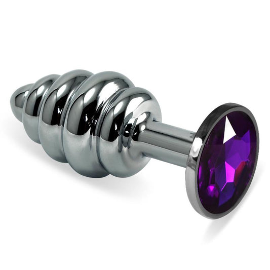 LOVETOY - SPIRAL BUTT PLUG ROSEBUD WITH PURPLE JEWEL