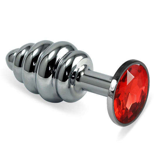 LOVETOY - SPIRAL BUTT PLUG ROSEBUD WITH RED JEWEL